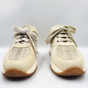 Hogan Interactive Off White Suede Snakeskin Slip On Sneakers Made in Italy Sz 36